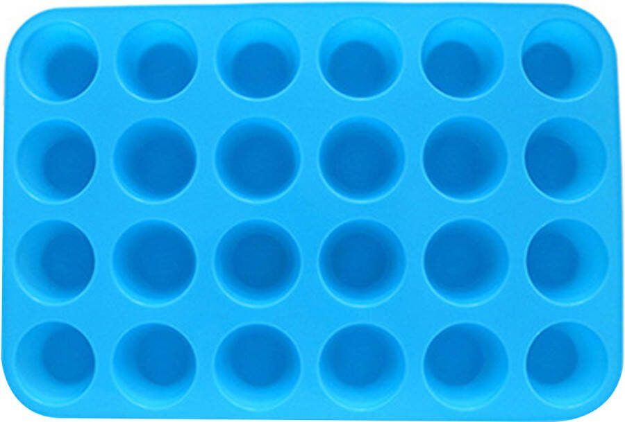 Somstyle Siliconen Cupcake Vormpjes Geschikt voor 24 Stuks BPA Vrij Muffin Bakvormen Ø4.5 CM Blauw