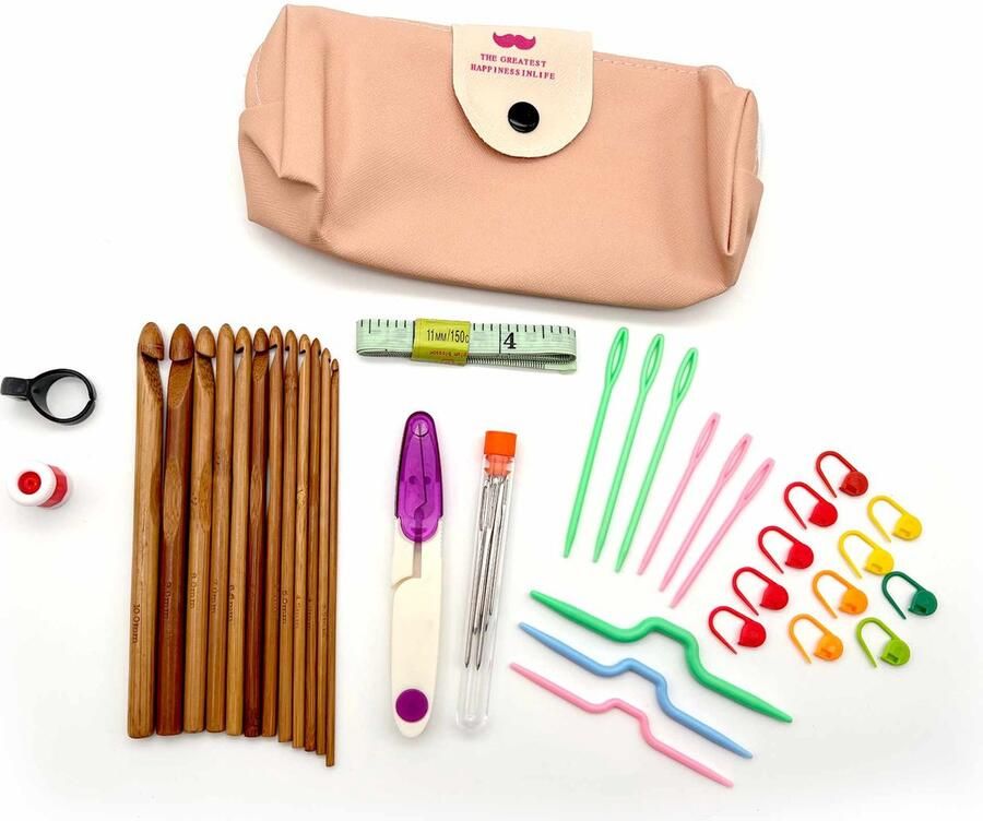Somstyle 45-in-1 Haaknaalden Set Bamboe Crochet Set Breihaak Ergonomische Haakset Multicolor