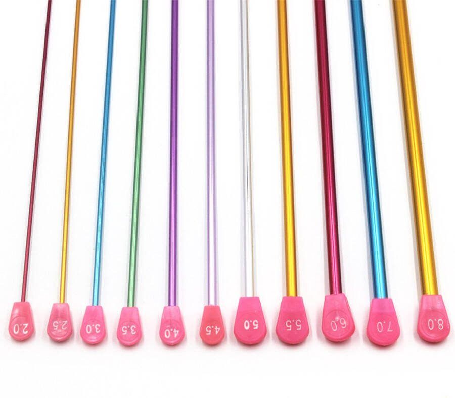 Somstyle Tunesische Afghaanse Haaknaalden Set 11 Maten 2.0 tot 8.0 mm Aluminium Haken voor Beginners & Gevorderden Multicolor