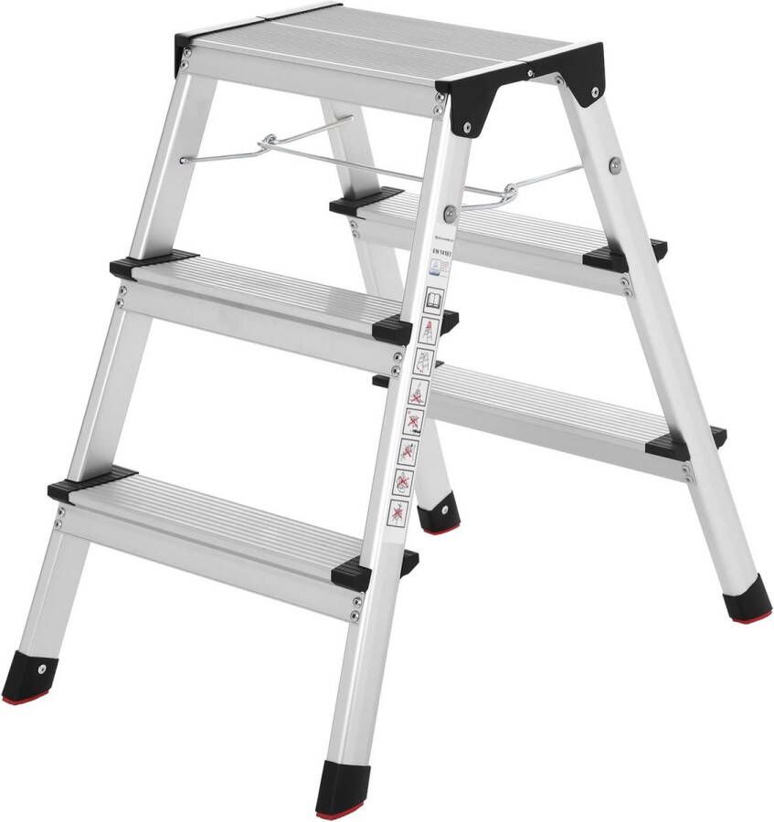 ZAZA Home SONGMICS aluminium ladder multifunctionele ladder belastbaar tot 150 kg met 3 niveaus getest door TÜV Rheinland volgens DIN EN14183 GLT23K