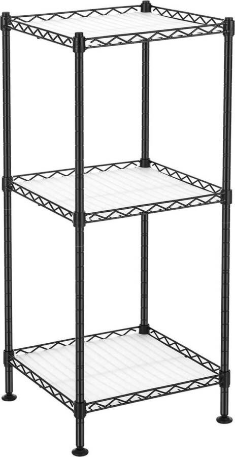 Songmics Badkamerrek staand rek met 3 niveaus reksysteem van metaal in totaal tot 60 kg belastbaar met 3 PP-platen 30 x 30 x 73 cm uitbreidbaar voor kleine ruimtes zwart LGR103B01