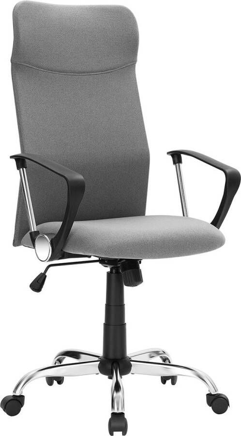Songmics Bureaustoel ergonomische bureaustoel draaistoel vergaderruimte stoffen bekleding in hoogte verstelbaar en kantelbaar tot 120 kg belastbaar Grijs