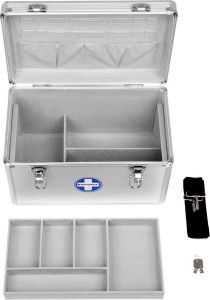 Songmics EHBO-koffer medicijndoos opbergdoos medicijnbox medicijnbox met draaggreep aluminium lijst ABS-zilver JBC362S