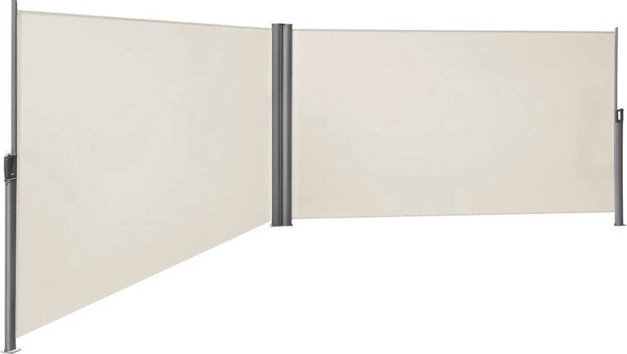 Hoppa! Tuinscherm Zijluifel Dubbel Uittrekbaar oprolbaar windscherm 180x600cm (HxB) inkijkbescherming zonwering ondoorzichtig zijrolgordijn zijmarkies privacyscherm voor balkon terras tuin beige