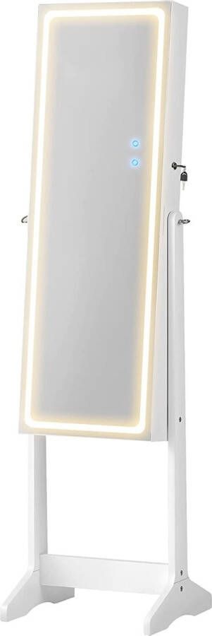 ZAZA Home Sieradenkast spiegelkast sieradenorganizer met ledverlichting met frameloze full-body spiegel binnenspiegel met verlichting