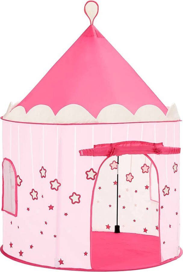 Songmics speeltent prinsessenkasteel voor meisjes peuters speelhuisje voor binnen en buiten Pop-UP indianentent met draagtas geschenk voor kinderen roze LPT01PK