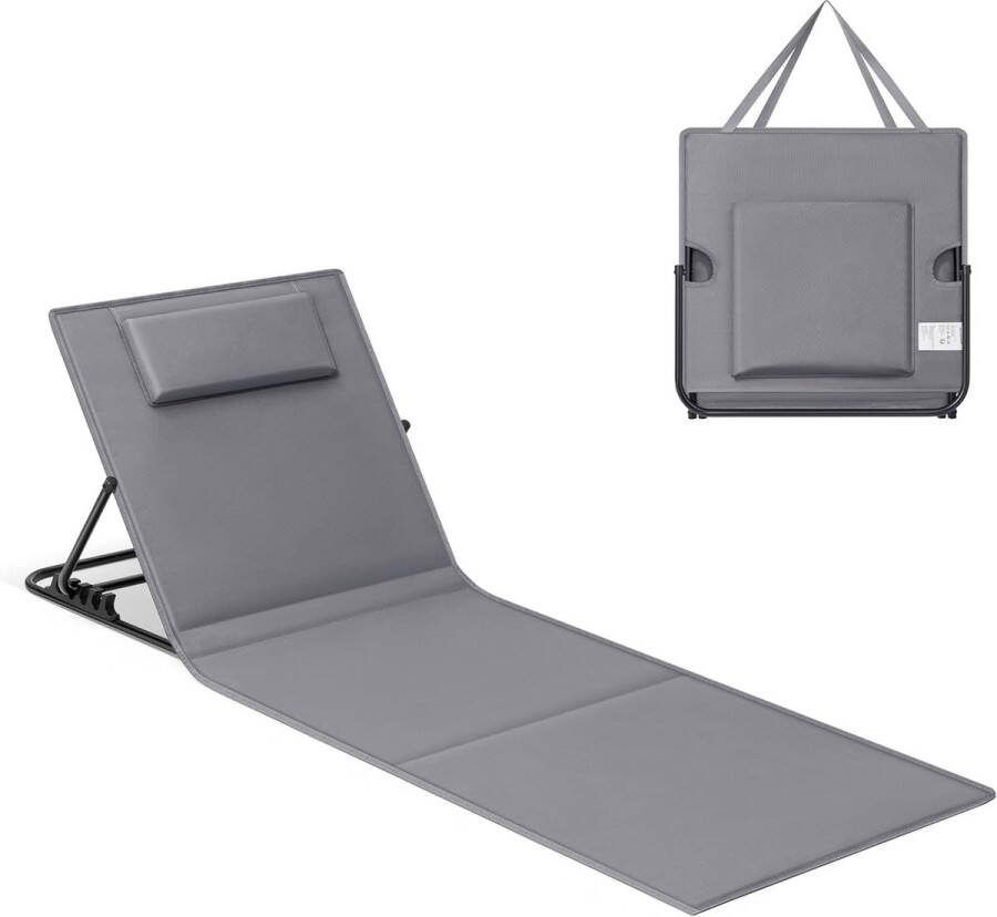Songmics Strandstoel Campingstoel Ligstoel Strandligstoel Opklapbaar Verstelbare rugleuning Lichtgewicht Draagbaar met handvat voor Camping Tuin Zwembad 158 x 55 cm Leisteengrijs