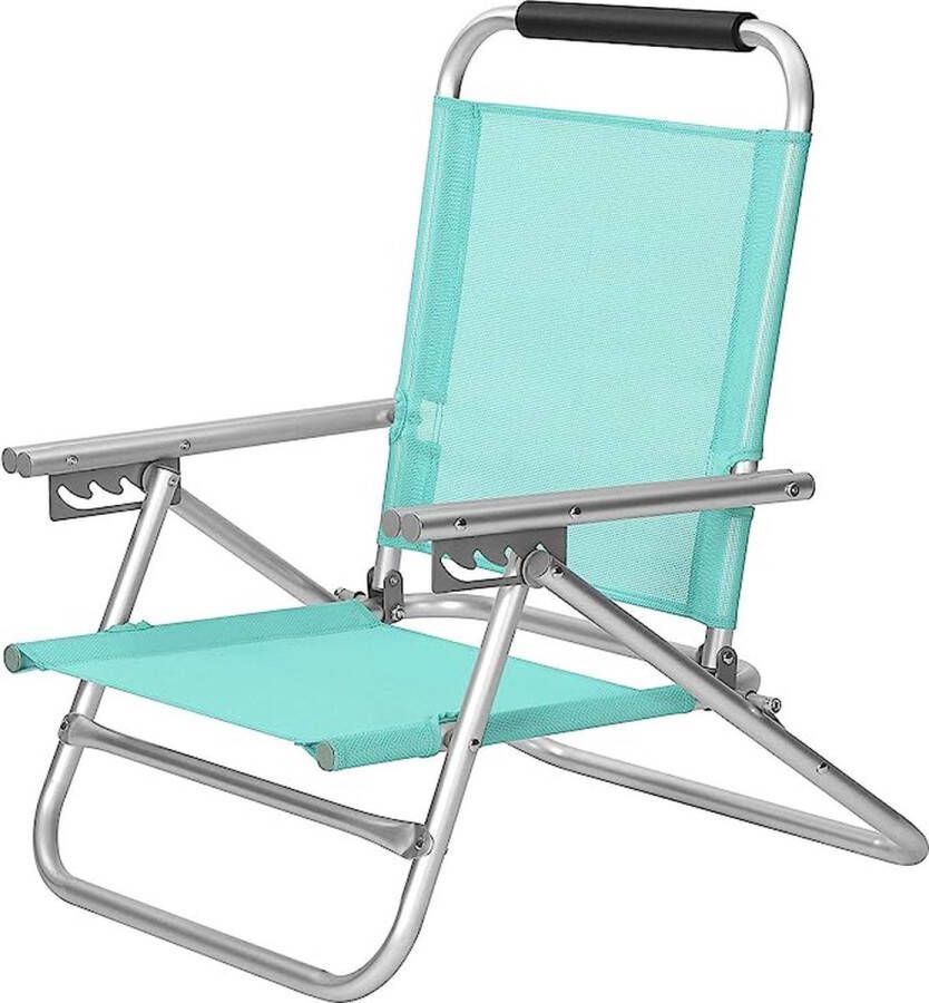 Songmics Strandstoel draagbare klapstoel rugleuning in 4 standen verstelbaar met armleuningen ademend en comfortabel outdoorstoel HMGCB65BLU