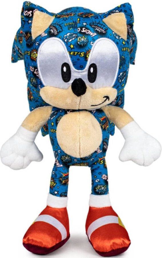 Sonic the Hedgehog Comic (Blauw) Pluche Knuffel 30 cm {Speelgoed knuffelpop knuffeldier voor kinderen jongens meisjes Sonic Miles Knuckles Shadow Eggman Sonic de Egel Knuffels}