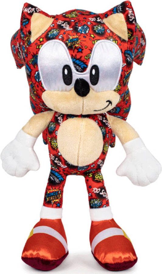 Sonic the Hedgehog Comic (Rood) Pluche Knuffel 30 cm {Speelgoed knuffelpop knuffeldier voor kinderen jongens meisjes Sonic Miles Knuckles Shadow Eggman Sonic de Egel Knuffels}