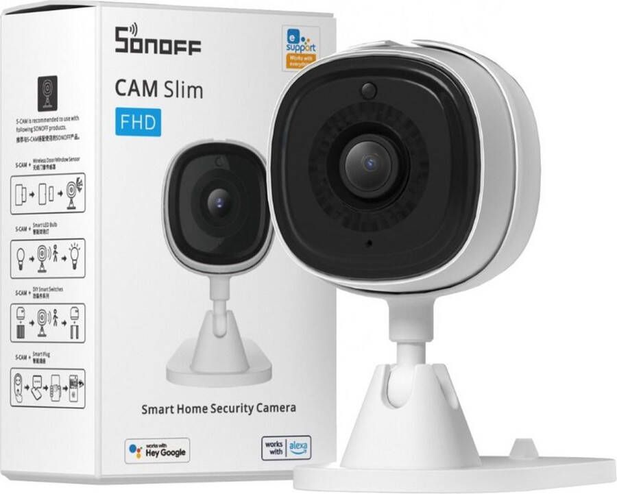 Sonoff Beveiligingscamera 1080P Full HD Werkt ook prima als Babyfoon IR Night Vision Bewegingsdetectie Waarschuwingsfunctie Slimme scène Ondersteuning voor cloudopslag RTSP-protocol Wit