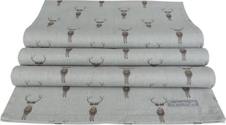 Sophie Allport Kerst Tafelloper Extra lang Rendier Highland Stag Tafelloper 280 x 35 cm 100% katoen