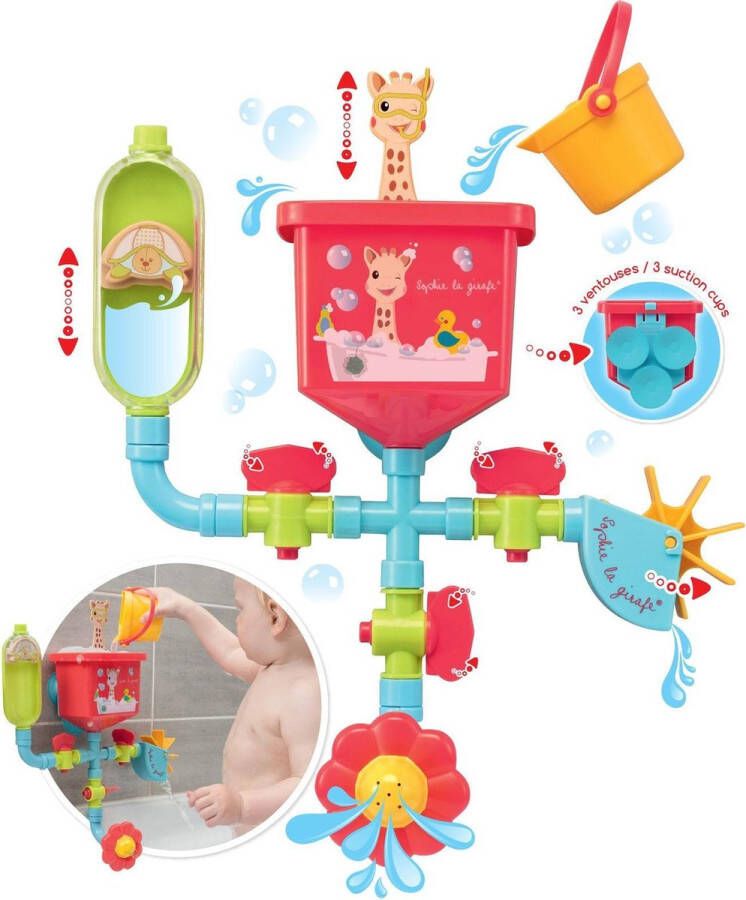 Sophie de Giraf Pipes Folies Badspeelgoed Badspeeltjes Kinderspeelgoed Vanaf 10 maanden Zuignap-bevestiging Kunststof