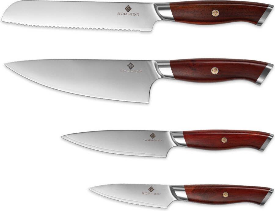 SOPHIOR Classic Heritage collectie Messenset 3-laags staal Rozenhouten handvat