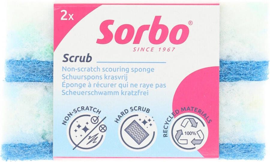 Sorbo 10x Recycled Schuursponsen Krasvrij 2 stuks