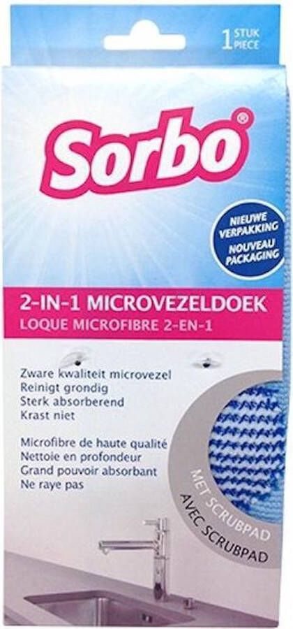 Sorbo 2-in-1 cloth twee in een microvezeldoek scrubben anti-kras en absorberen met scrubpad extra vochtabsorberend