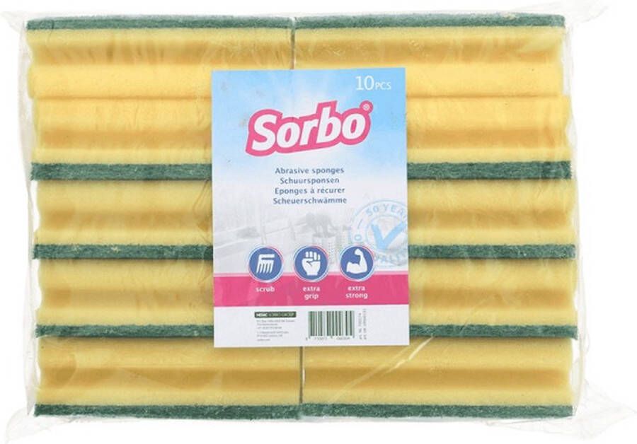 Merkloos Sans marque 20x Sorbo schuurspons schoonmaakspons met groene schuurvlak 14 x 7 x 4 5 cm viscose afwasaccessoires schoonmaakartikelen