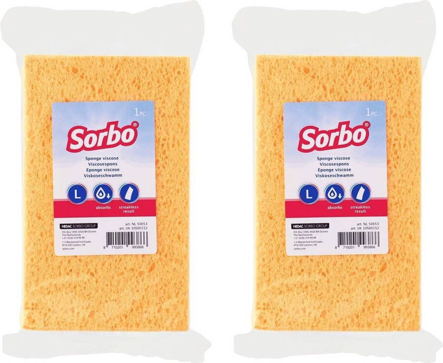 Sorbo 2x Viscose sponzen schoonmaaksponzen 16 cm Streeploos resultaat Huishoudelijke producten Huishouden Schoonmaken afwassen
