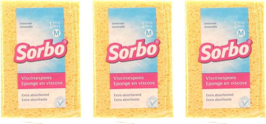 Sorbo 3x Viscose sponzen schoonmaaksponzen 14 cm Streeploos resultaat Huishoudelijke producten Huishouden Schoonmaken afwassen