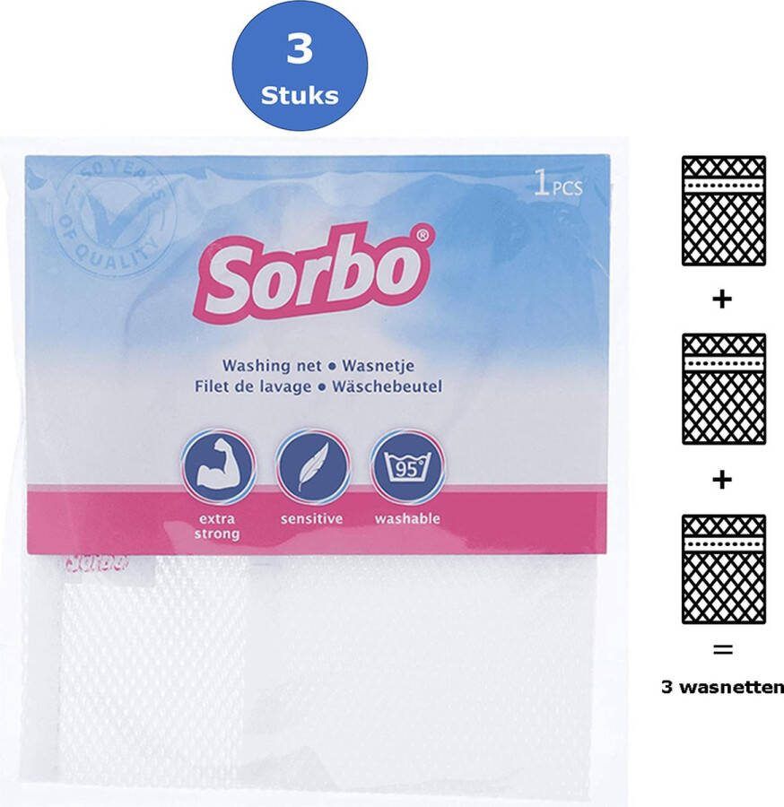 Sorbo 3x Waszakken Wasnetten Set van 3 Wasnetjes 30x40 cm Waszak Met Rits Wasbaar Tot 95 Graden Beschermt Fijn Wasgoed