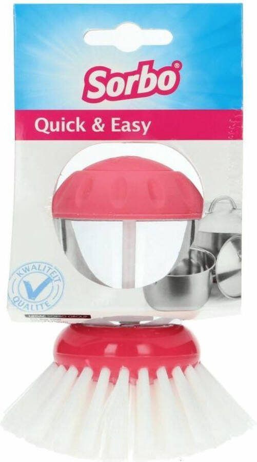 Sorbo 4x Afwasborstel Quick & Easy Roze