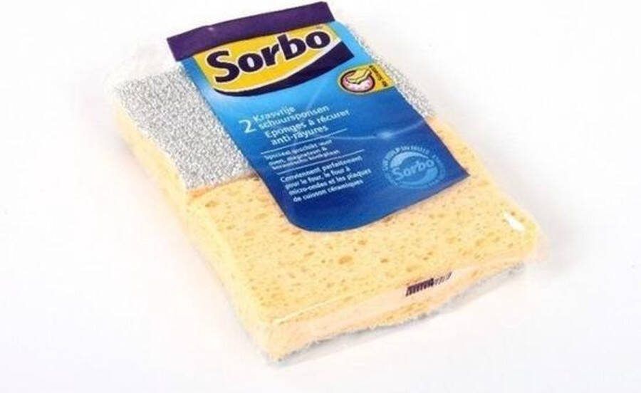 Sorbo 10x Krasvrije viscose schuursponsjes schoonmaaksponzen 11 x 7 x 4 cm schoonmaakartikelen afwasaccessoires
