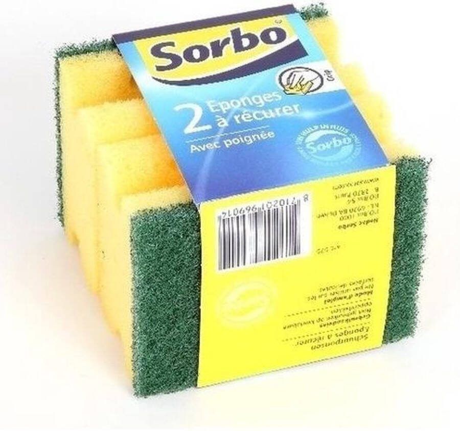 Sorbo 10x Schuursponzen schuursponsjes met handgreep 9 x 6 5 x 4 cm schoonmaakartikelen reinigingsartikelen