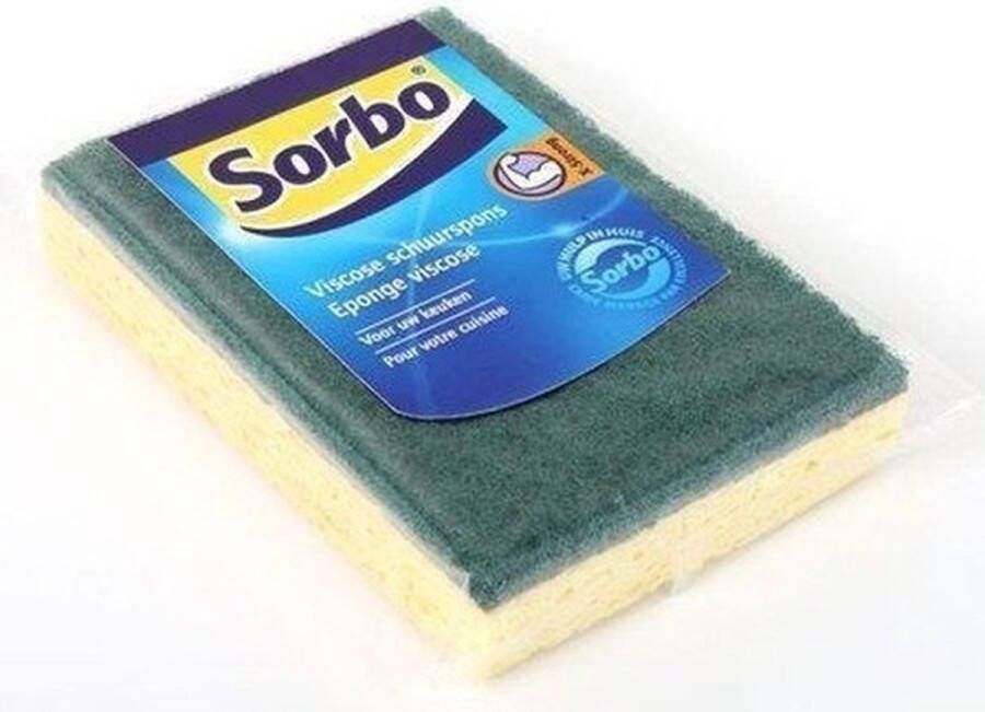 Merkloos Sans marque 8x Sorbo schuurspons schoonmaakspons met groene schuurvlak 13 x 9 x 2 5 cm viscose afwasaccessoires schoonmaakartikelen