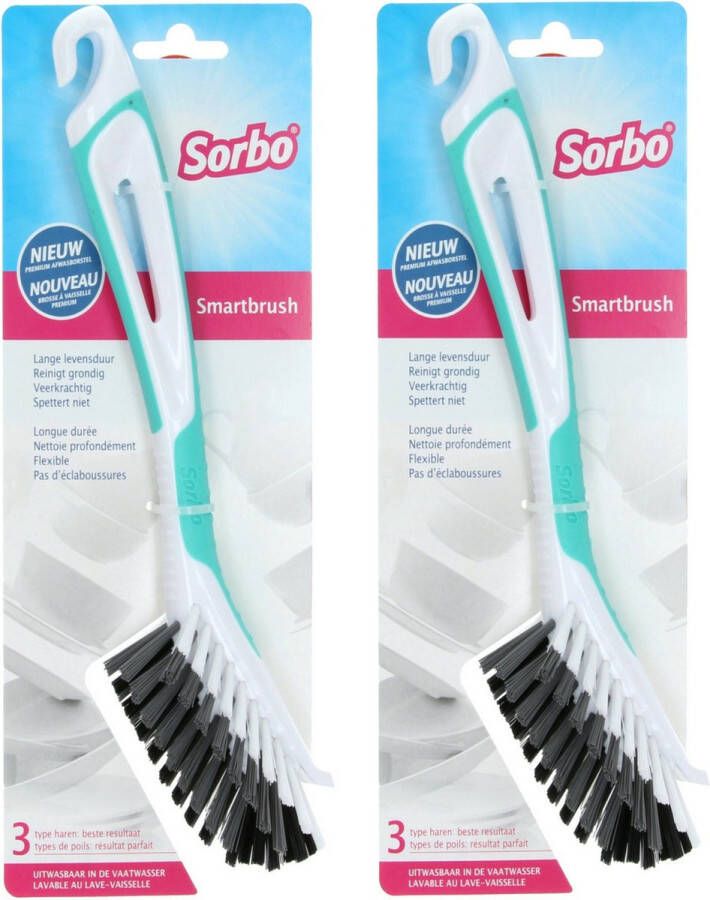 Sorbo Afwasborstel 2x smartbrush groen vezelharen Afwasborstel