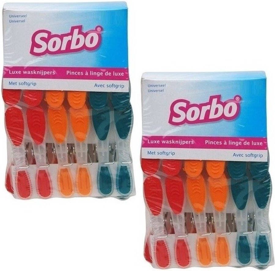 Merkloos Sans marque Gekleurde Sorbo wasknijpers met softgrip 72 stuks