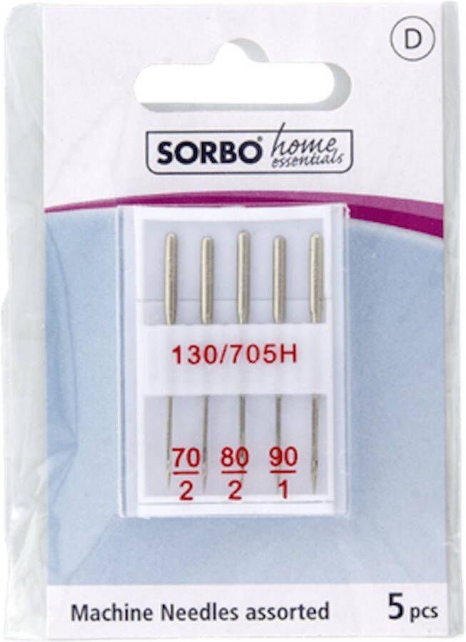 Sorbo Home Essentials 5 machinenaalden naalden naaimachine assorti (70 80 90 100) naaimachinenaalden