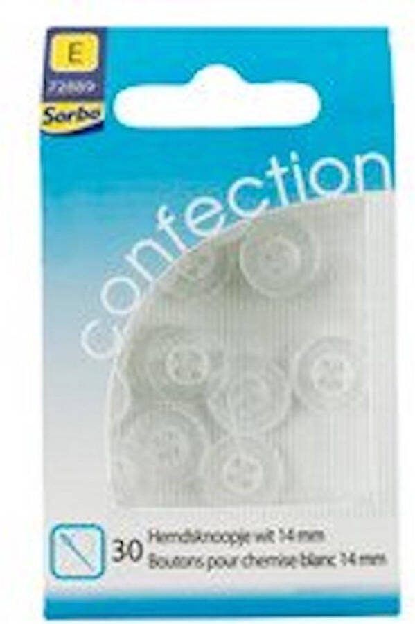 Sorbo Home Essentials bloezen knoopjes 4 gaats 30 hemdsknoopjes wit transparant 14 mm overhemdsknoopjes