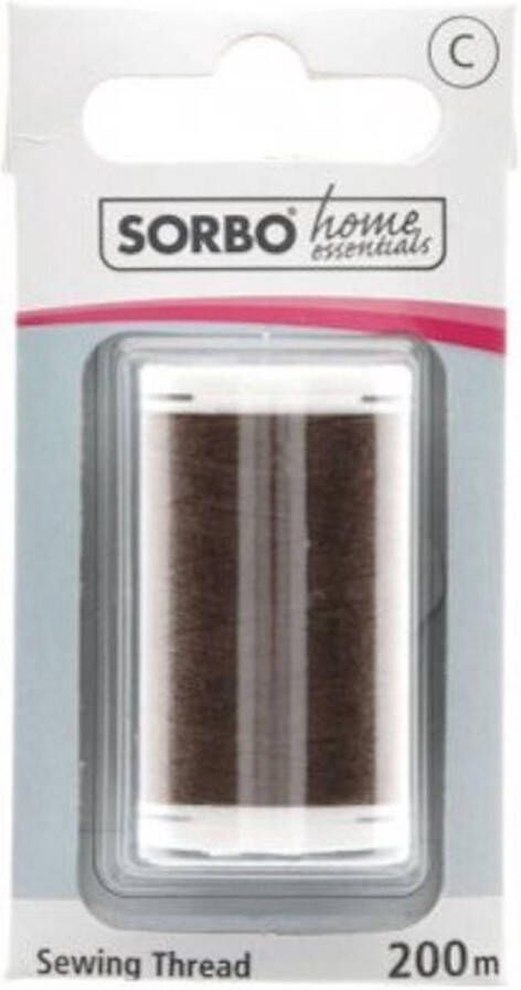 Sorbo Home Essentials naaigaren bruin 200 m 100% polyester sterk bruin garen 170079