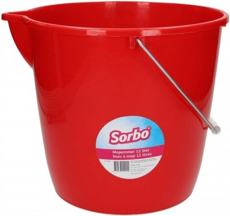 Sorbo mop schoonmaak emmer rood 12 liter met maataanduiding Emmers