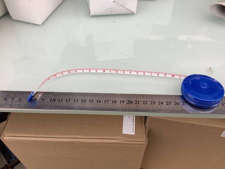 Sorbo Naai rol centimeter. Met rem. 150 cm. . Automatisch. Kunststof. Blauw