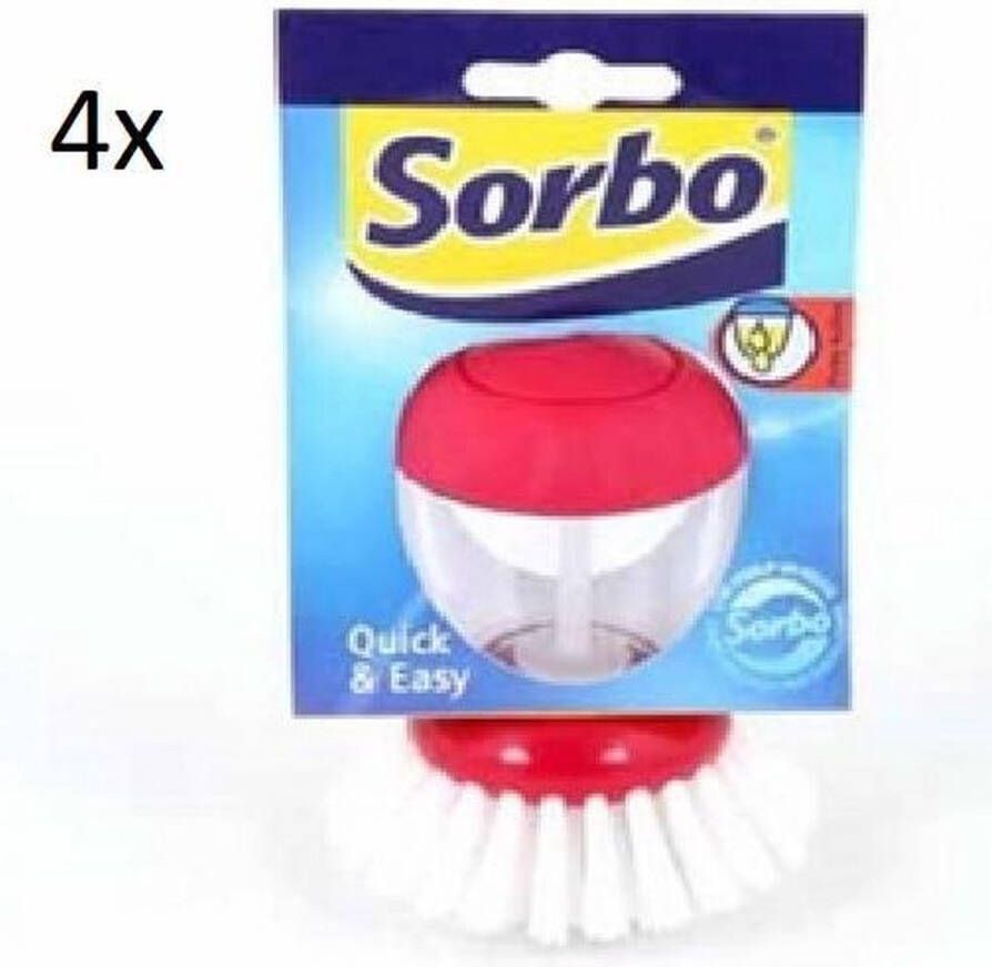 Sorbo Quick&Easy Afwasborstel met Doseerpomp Maat Universeel 4 stuks Handig in Gebruik