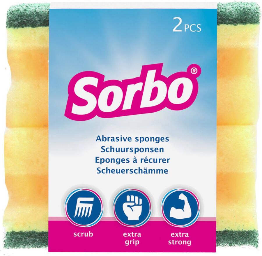 Sorbo Schuurspons Multipack 12 stuks (6x2) Met handgreep 9x6 5x4 5cm