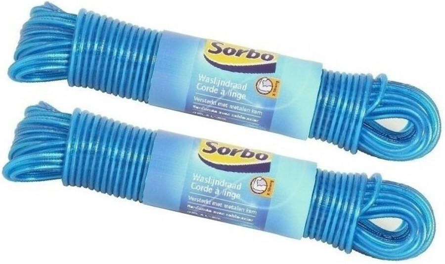 Sorbo Set van 4x stuks waslijndraad waslijn staal 20 meter drooglijn in wilekeurige kleuren