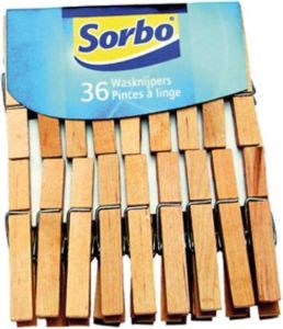 Sorbo 36x wasknijpers knijpers van beukenhout Knijpers