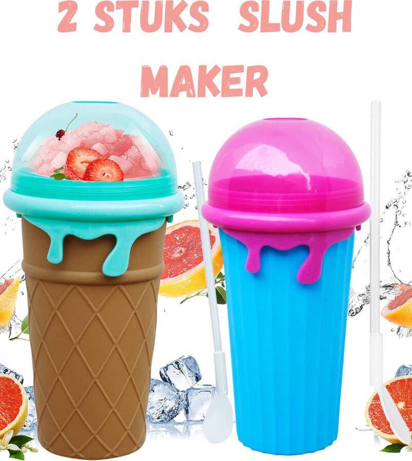Sorelle Forti Slush Puppy Maker- 2 Stuks- Slushy Cup- DIY Smoothie Cup- Slush Maker- Slush beker