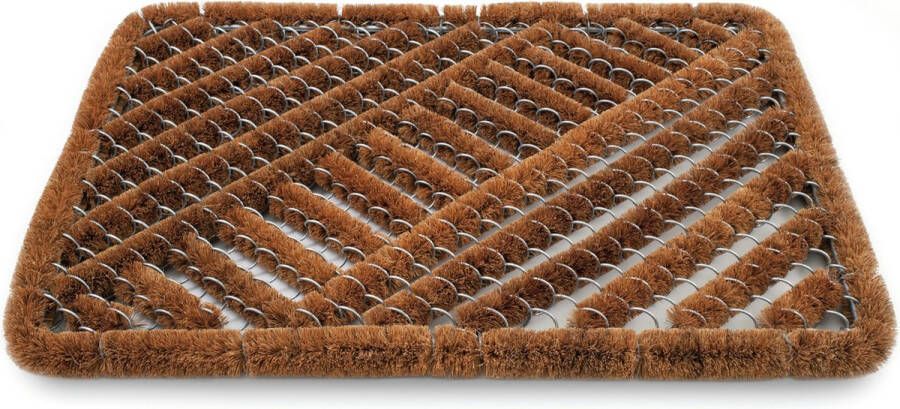 Sorex 2x stuks bruine deurmatten vloermatten staaldraad kokos rechthoekig zware kwaliteit 40 x 60 cm droogloopmatten staalmatten