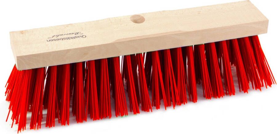 Sorex Harde straatbezem buitenbezem kop elaston 40 cm met rode synthetische haren schoonmaken bezems