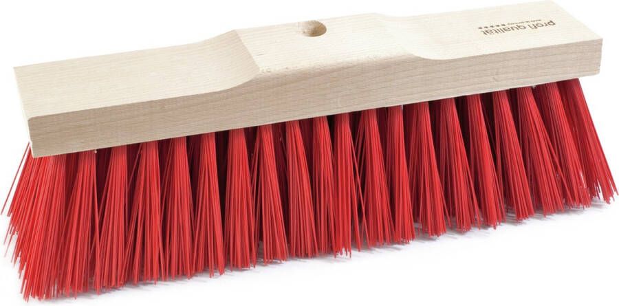 Sorex Harde straatbezem buitenbezem kop elaston 42 cm met rode synthetische haren extra vol schoonmaken bezems