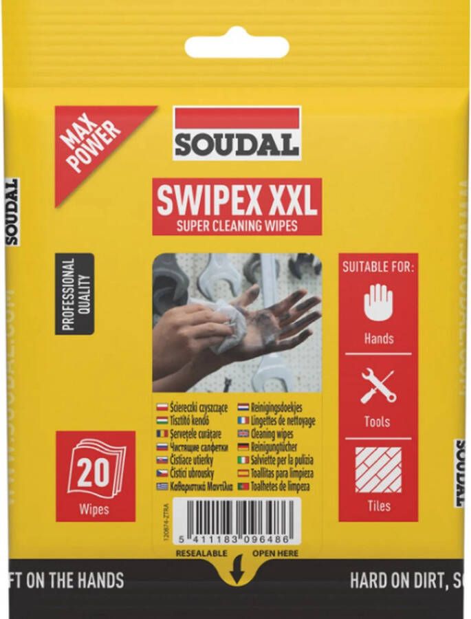 Soudal reinigingsdoekjes Swipex 20 stuks Schoonmaakdoekjes
