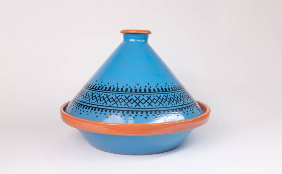 Merkloos Sans marque Unieke Handgemaakte Marokkaanse Kook Tajine (Geglazuurd) Amazigh Blauw XL Souk Breda