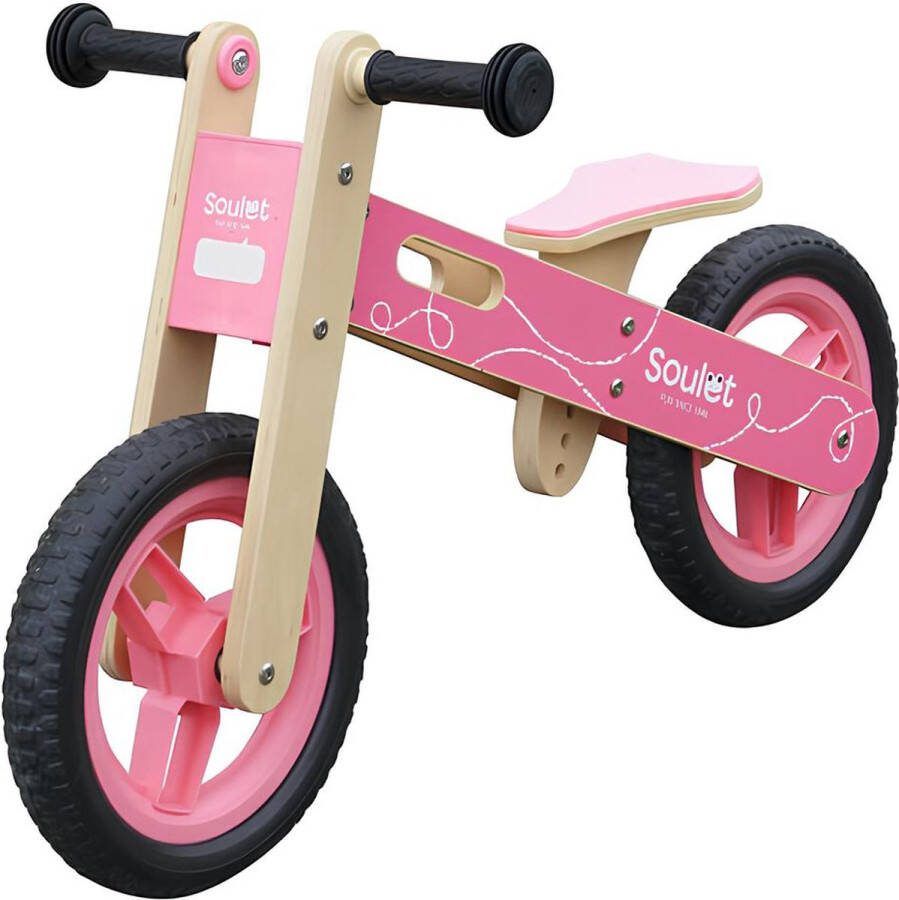 Soulet Houten Loopfiets Roze Fietsen 84x36x51cm (LxBxH)
