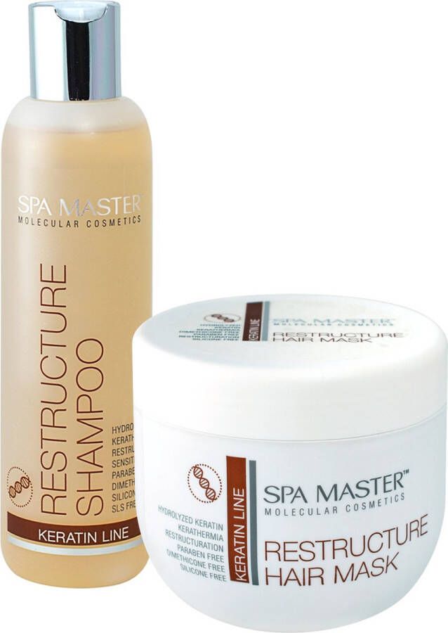 Spa Master Keratine Shampoo & Haarmasker Voordeelset Keratinebehandeling voor Beschadigd Haar Samen 700ML