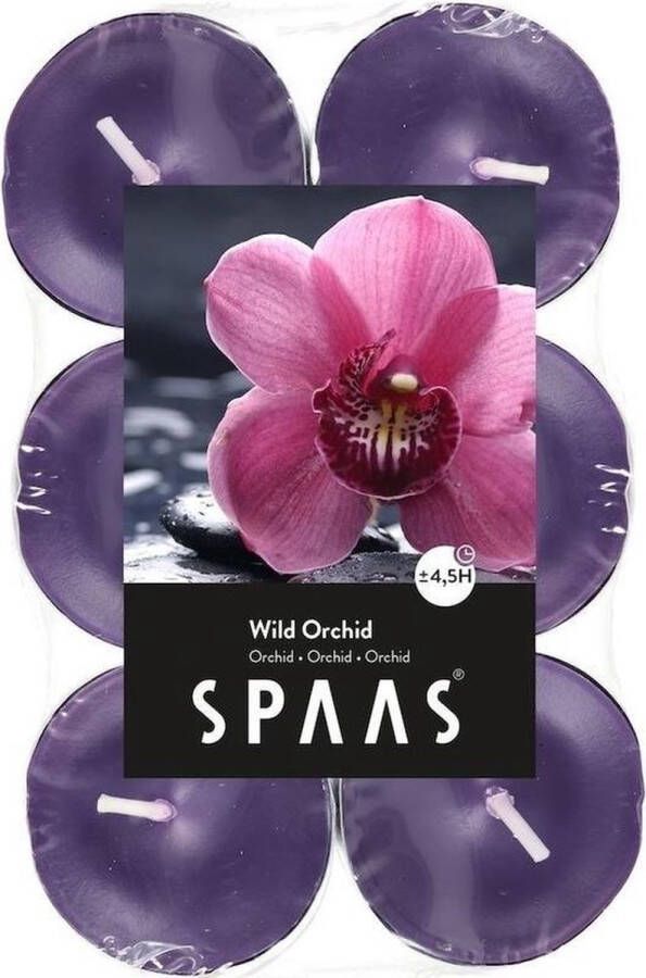Spaas 12x Geurtheelichtjes Wild Orchid 4 5 branduren Geurkaarsen orchidee bloemen geur Waxinelichtjes