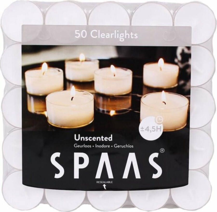 Spaas 2x Theelichten Wit 4 5 Branduren 50 stuks