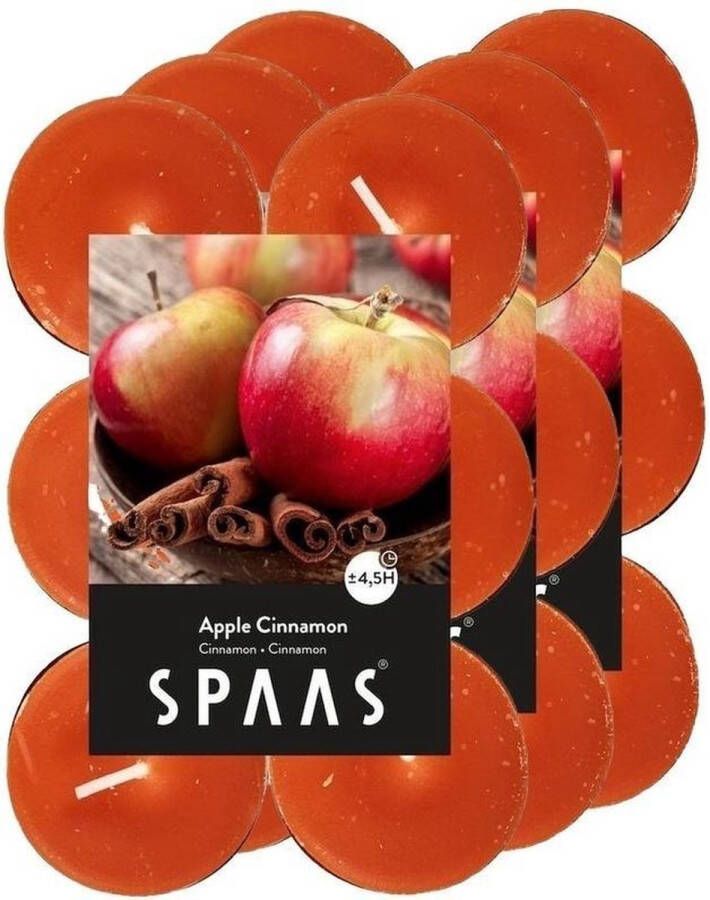 Spaas 36x Geurtheelichtjes Apple Cinnamon 4 5 branduren Geurkaarsen appel kaneel geur Waxinelichtjes